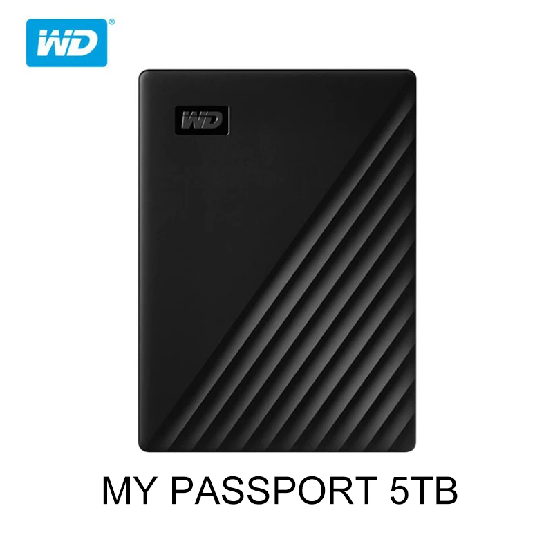 

WD 5 ТБ мой паспорт портативный внешний жесткий диск Защита от пароля HDD USB 3,0 совместимый черный