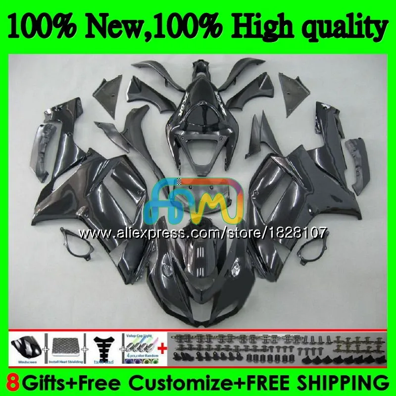 

Gloss black Body For KAWASAKI ZX 6R 6 R 600CC ZX636 10BS.1 ZX-636 ZX600 600 CC ZX-6R ZX 636 ZX6R 07 08 2007 2008 Fairings kit