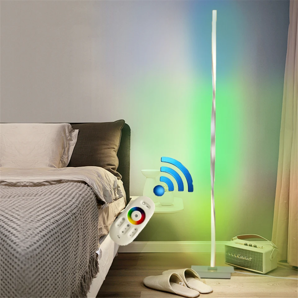 

Высота 48 дюймов RGB торшер черный серебряный угловой торшер Lamparas De Pie Para Sala imperna светодиодное освещение для спальни бар