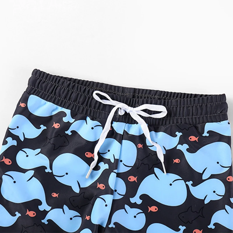 Kids Boy Swimsuit Two-Piece Trunk Beach Cap 2021 Child SwimBaby Striped Shark Long-sleeved Whale Swimwear For Children Swimsuits