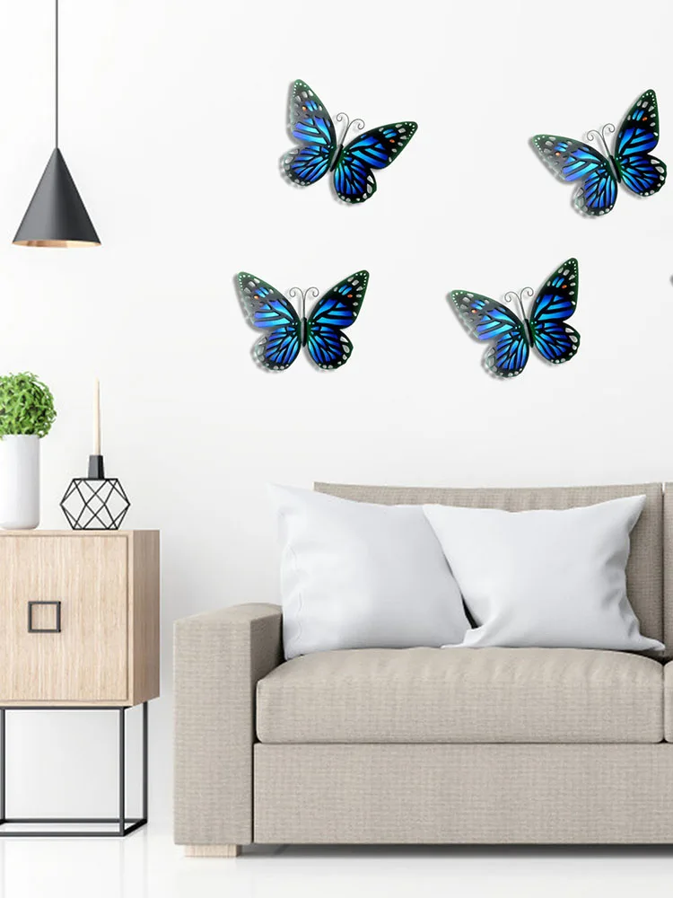 

1pcs Metal Butterfly Art Living Room Garden Office Colorful Indoor Outdoor TV Background Hanging Sculpture Bedroom Wall Decor