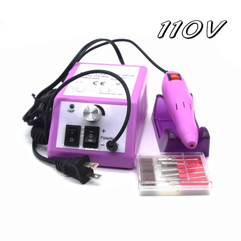 110V PINK Маникюрный аппарат для Dremel, оборудование для маникюра, салона красоты, электрический пилочка для ногтей, фрезер для концевых ногтей, набор инструментов для маникюра и салона красоты - Цвет: 110V PINK