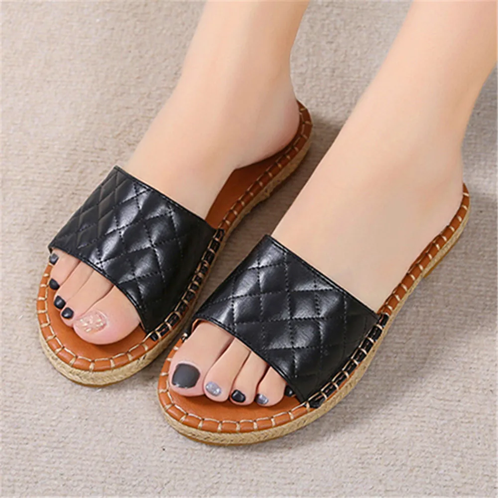 

2021 shoes linen slippers cable lace slut shoes labes slippers