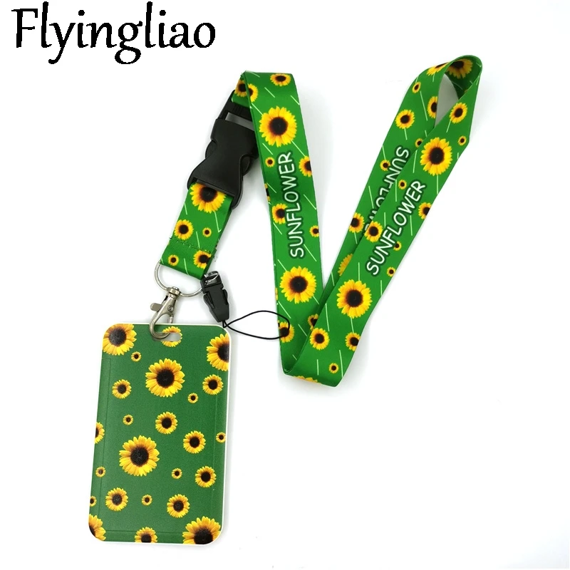 

Sunflowers Flowers Plant Anime Lanyard Badge Holder ID Card Lanyards Mobile Phone Rope Key Lanyard Neck Straps Keychain Key Ring