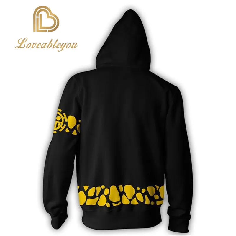 

Anime One Piece 3D Hoodie Sweatshirts Trafalgar Law Cosplay Pirates Of Heart zipper Hoodies Tops Outerwear Coat Outfit 5XL