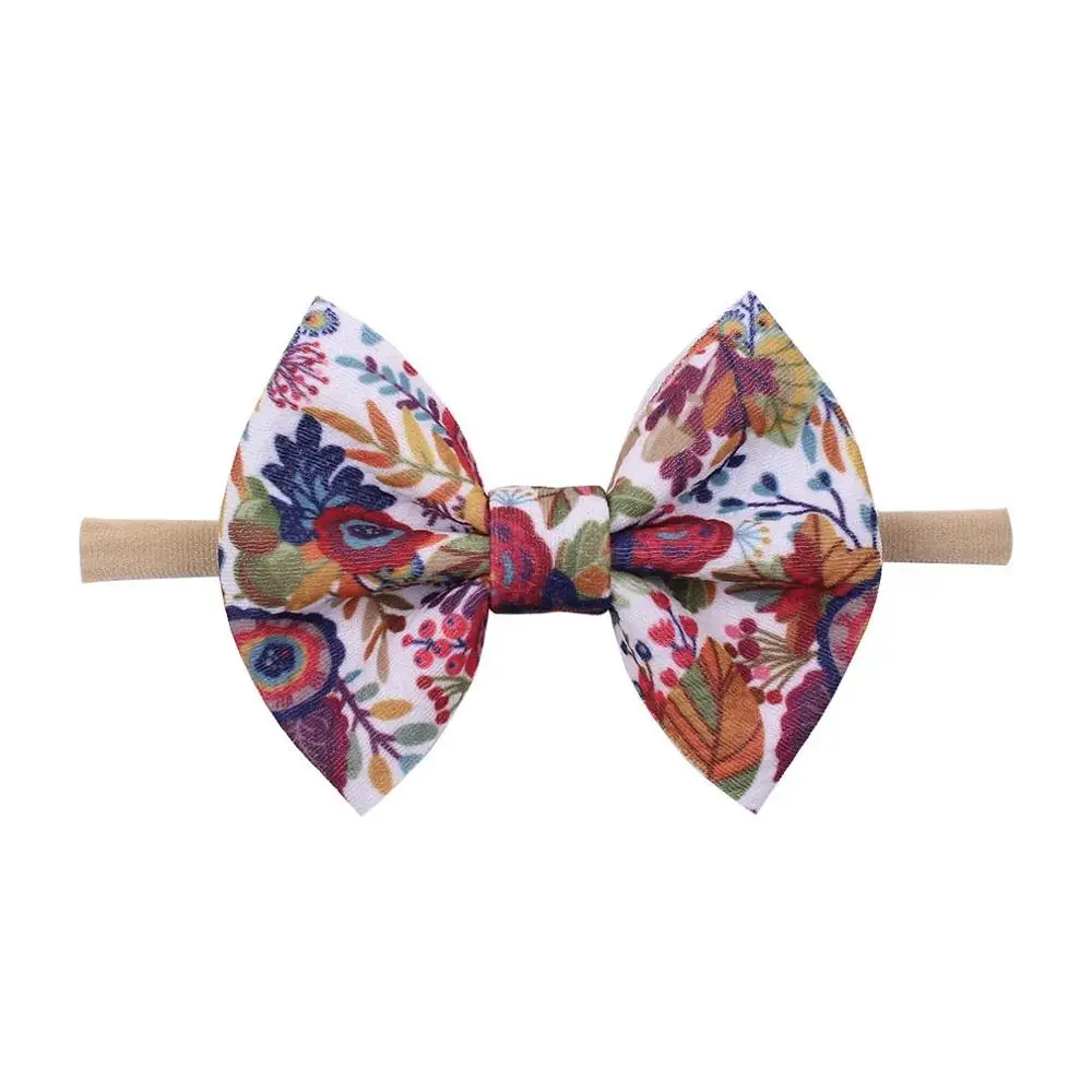 

36pcs/lot 4.5" Textured patterned bows Nylon Headbands,Kids Girls Hearts/Rugby/Bees/Sunflower/Amouflage/Rainbow/ Print Headband