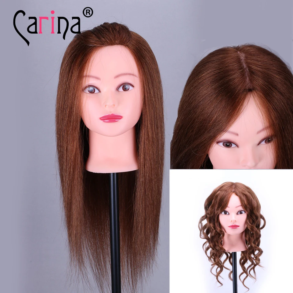 18 &quot100% настоящие человеческие волосы тренировочная голова с натуральными