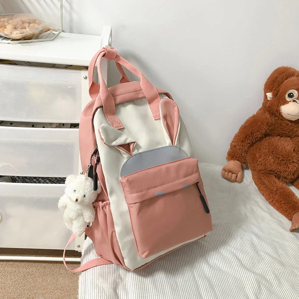

Fashion Women Preppy Style Hit Color Backpack Student School Travel Large Capacity Handbags Knapsacks