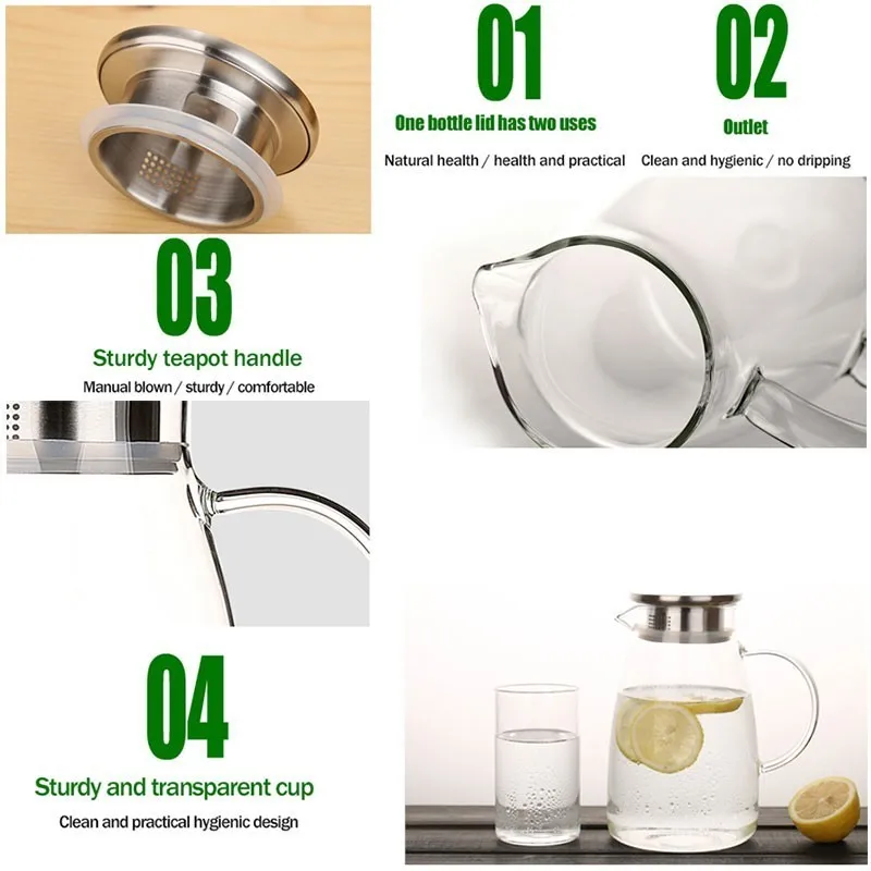 Высококачественный термостойкий холодный чайник стеклянный с подогревом летний