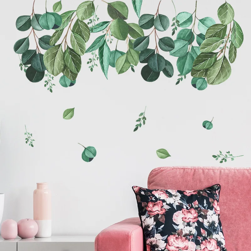 

Nordic Green Leaf Wall Decor Stickers Removable Vinyl PVC Wall Sticker for Living room Bedroom Home Decoration DIY Sofa Murals