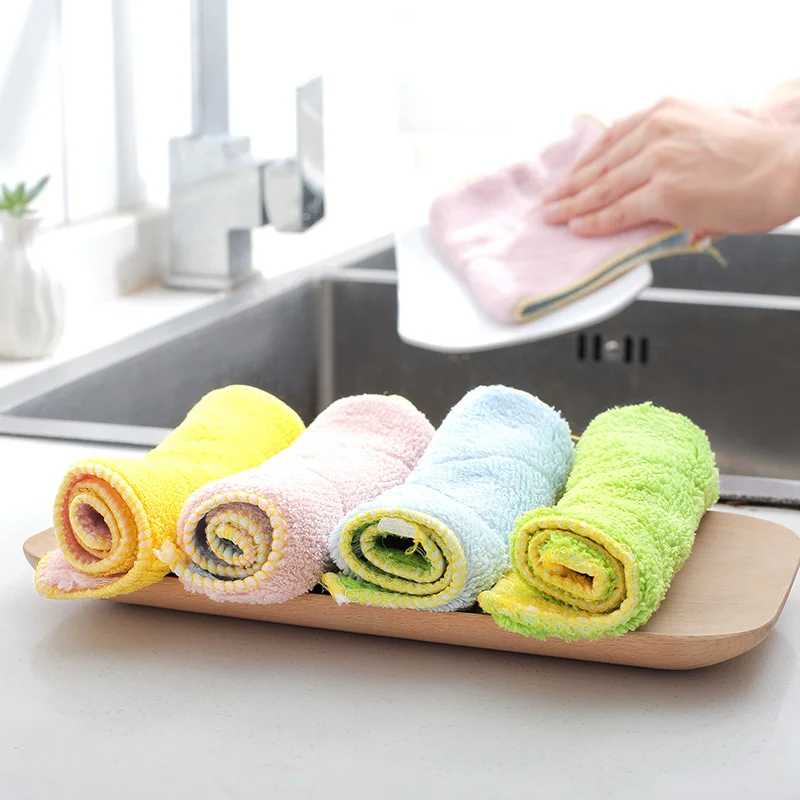 

1Pcs Polyester/Nylon Cleaning Towel Anti-Fat Cleaning Towel Multifunctional Home Wash dishes Kitchen Needs Cleaning cloths