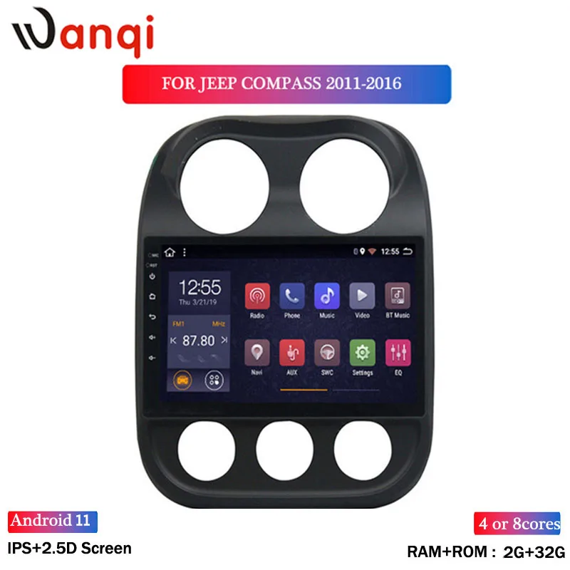

Автомобильный радиоприемник 10 дюймов с сенсорным экраном для Jeep Compass 2011-2016 мультимедийный видеоплеер навигатор GPS Android 11 Поддержка Mirror Link