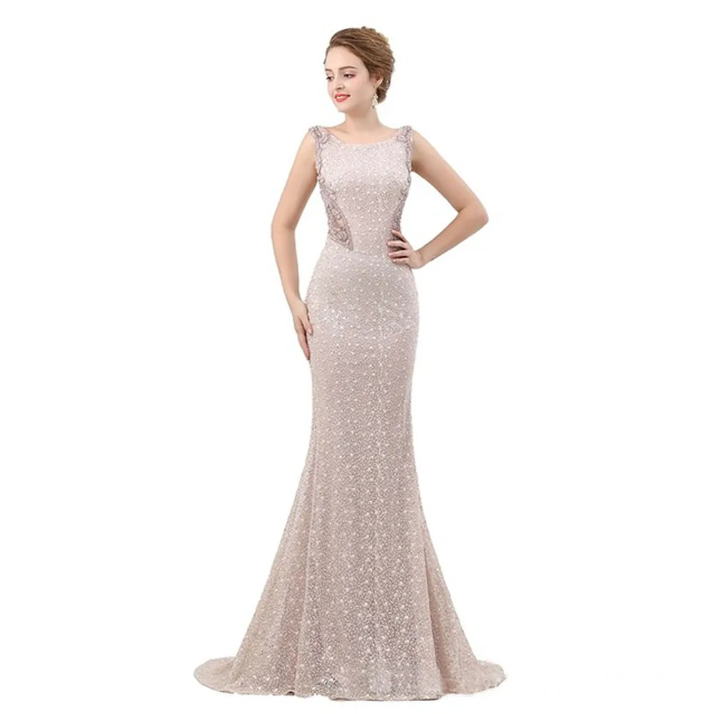 

Long Evening Dress Mermaid Lace Sleeveless Sexy Slim Tulle Formal Elegant Women Prom Gown Dresses Robe De Soiree Vestidos