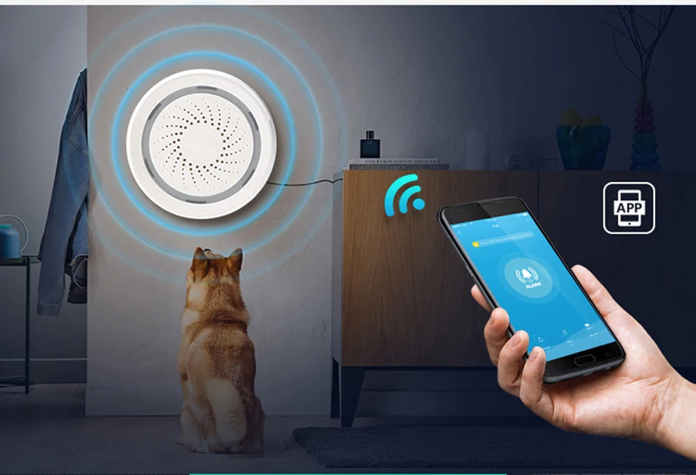 Беспроводной WiFi сирена датчик сигнализации для дома умное устройство Поддержка батареи может быть заряжен с USB кабелем TUYA Smart Life