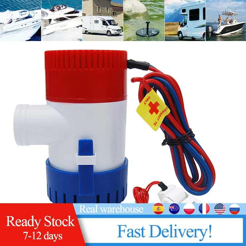 

1100GPH 24V Electric Marine Submersible Bilge Sump Water Pump With Switch for Boat Automatic Control Switch Combination Set