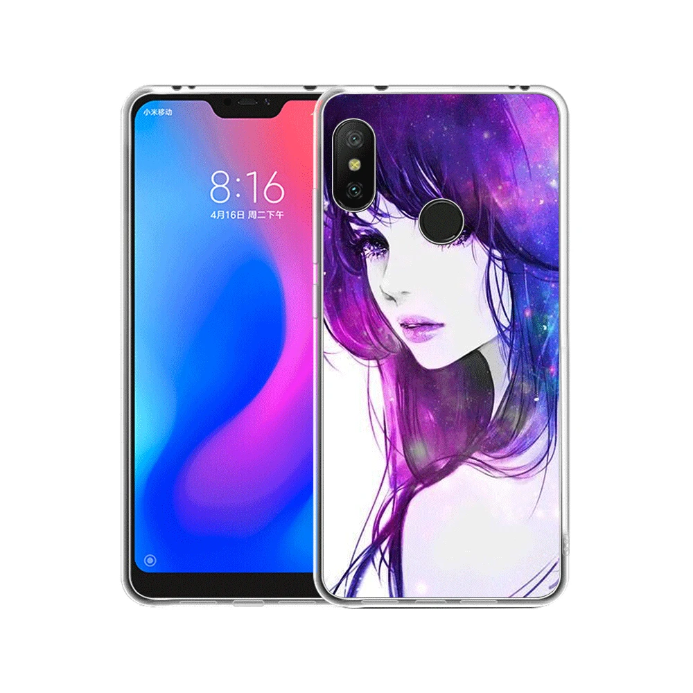 Чехол на мобильный телефон для Xiaomi Redmi Note 8 6 7 5 Pro 4 4X 5A аниме с фиолетовыми волосами