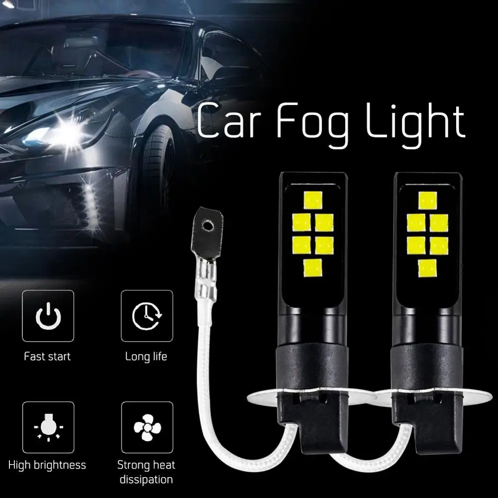

2 шт. светодиодный Автомобильные светодиодные лампы 3030 12SMD 6000K H3