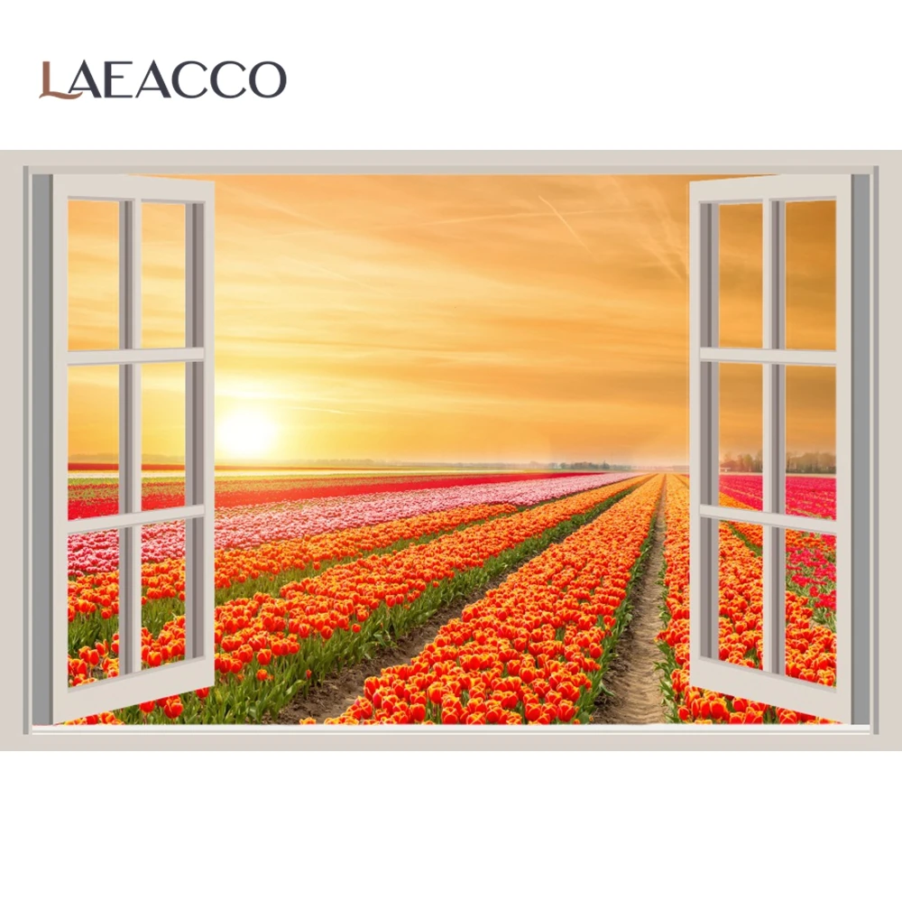 Laeacco весенние цветы окно зеленое дерево фотографии фоны сельская природа