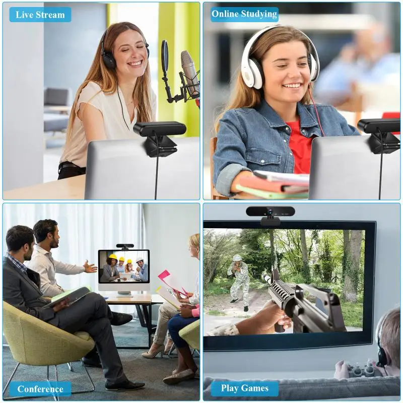

HD 1080P Webcam With Mic Desktop Web Camera For Live Streaming USB Video Webcams