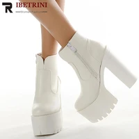female boots boots for women autumn platform white black chunky super high heels ankle high quality shoes woman 2021 brand new