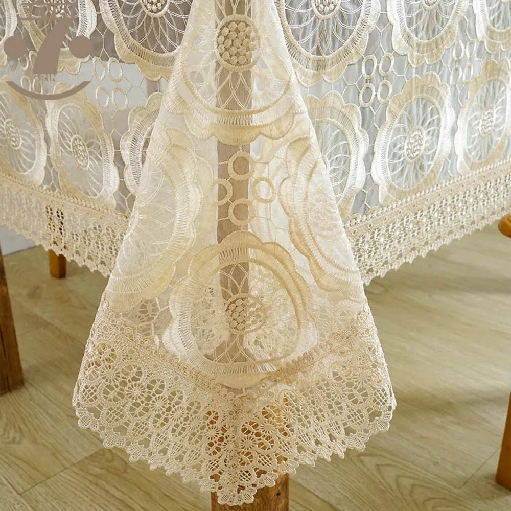 Золотой современный европейский стиль органза вышитый стол с квадратной крышкой