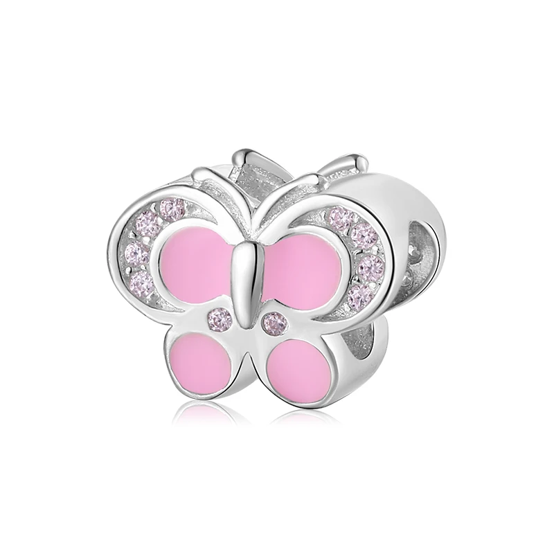 Модные 925 стерлингового серебра Красочные Подвеска с эмалированной бабочкой