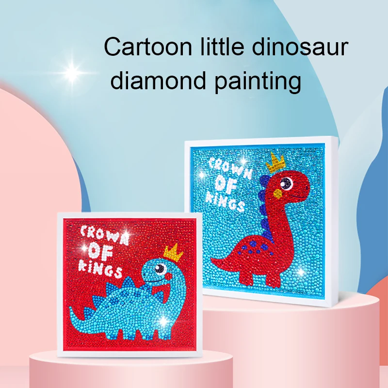 

5D Children's Diamond Painting Kit Cartoon Little Dinosaur Full Diamond Digital Painting Kit Framed Rhinestone Diamond Embroider
