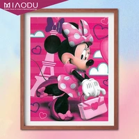 diy diamond painting disney pink minnie mouse poster cartoon cross stitch embroidery kit full round drill mosaic home decor gift