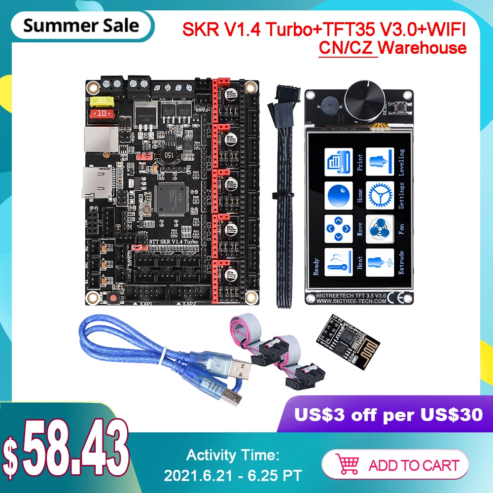 BIGTREETECH SKR V1.4 Turbo TFT35 V3.0 Wi Fi модуль сенсорный экран Комплект запчастей для 3D принтера