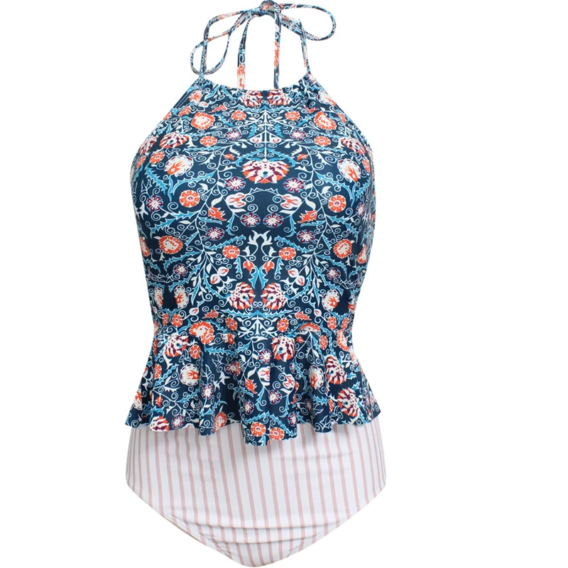 Плюс Размер Купальники Танкини женщины 2019 цветочный принт животик контроль