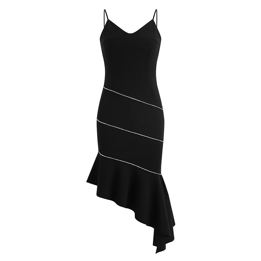 

women v-neck irregular strap dress party dresses 3993#