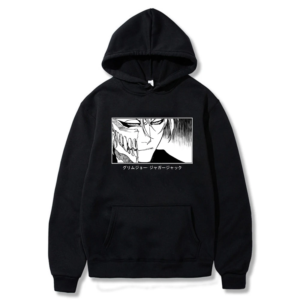 

Harajuku Kurosaki Ichigo Bleach Japan Anime Hoodies Men's Funny Cartoon Split Face High Street Long Sleeve Casual Sweatshirts