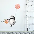 Мультфильм панда цветок корзина воздушный шар наклейки на стену для детской комнаты спальни украшения дома обои детская комната, съемный стикер