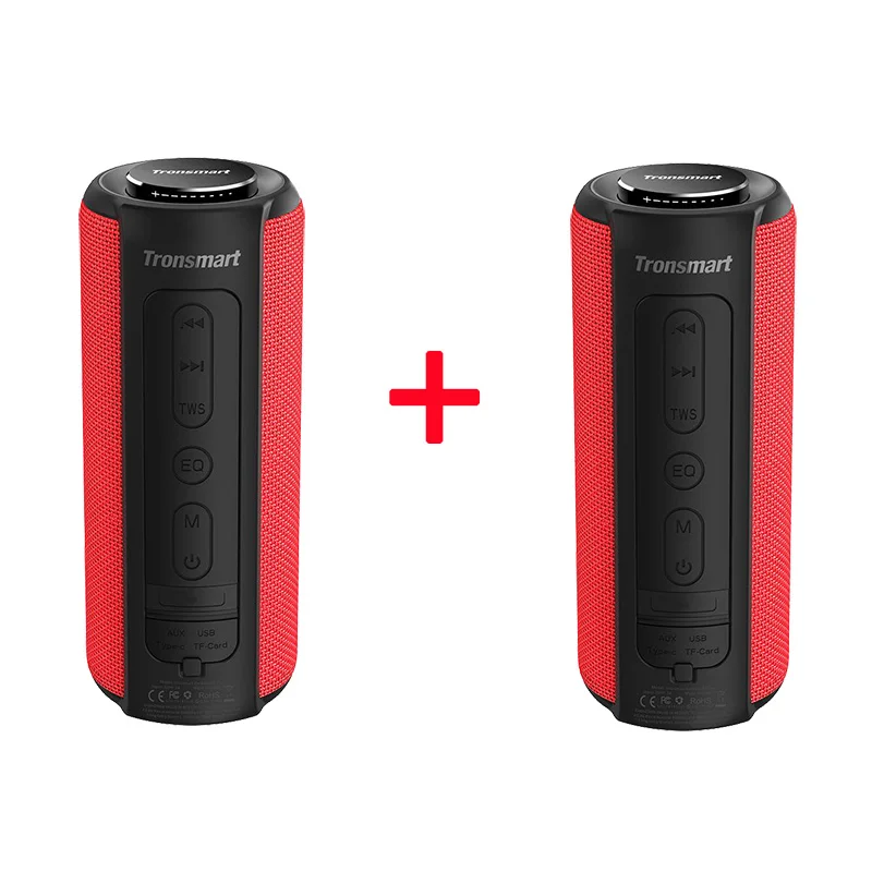 Tronsmart Element T6 Plus портативная Bluetooth Колонка 40 Вт TWS SD TF IPX6 Водонепроницаемый Саундбар с глубоким басом для телефонов Siri - Цвет: 2pcs red speaker