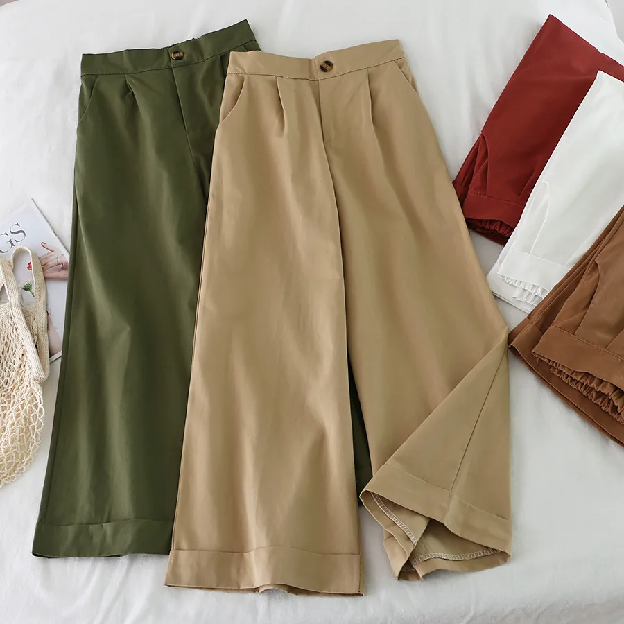 

Fashion Summer New High-Waist Drape Loose Casual Cropped Pants women 2020 Korean Wide-Leg Pants Women's pants streetwear