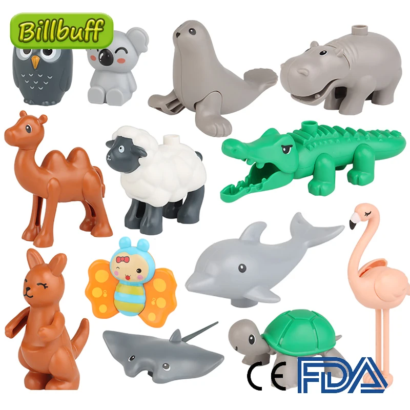 Конструктор детский большого размера животные зоопарк крокодил верблюд бегемот