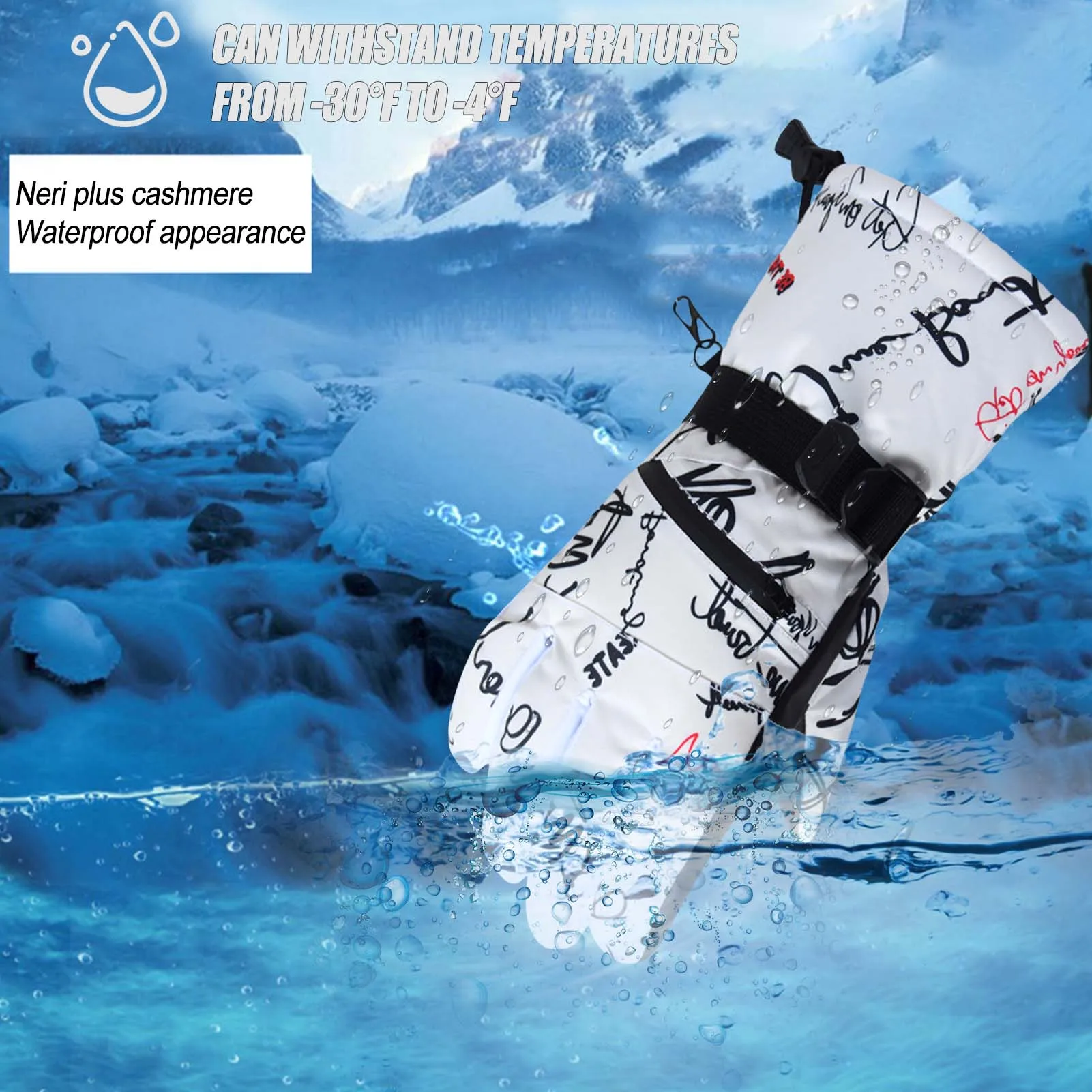 Мужские и женские лыжные перчатки Сверхлегкие Водонепроницаемые зимние теплые