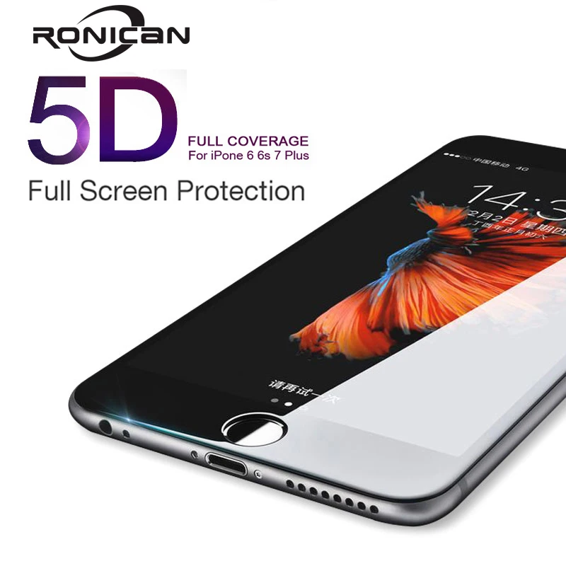 

Protector de pantalla curvado 5D para iPhone, película de vidrio templado para iPhone 8, 7, 6, 6s Plus, 8 Plus, Edge, X, xs