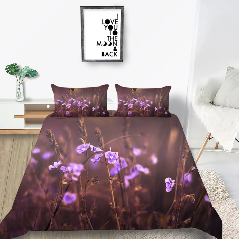 Комплект постельного белья королевского размера принт в виде одуванчиков