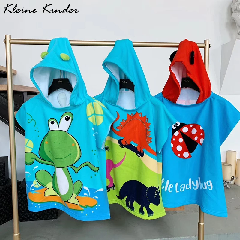 Купи Bath Towels Kids Soft Bathrobe Microfiber Hooded Children Robes Ainimal Print Boys Girl Swimming Towel Baby Toddler Beach Poncho за 599 рублей в магазине AliExpress