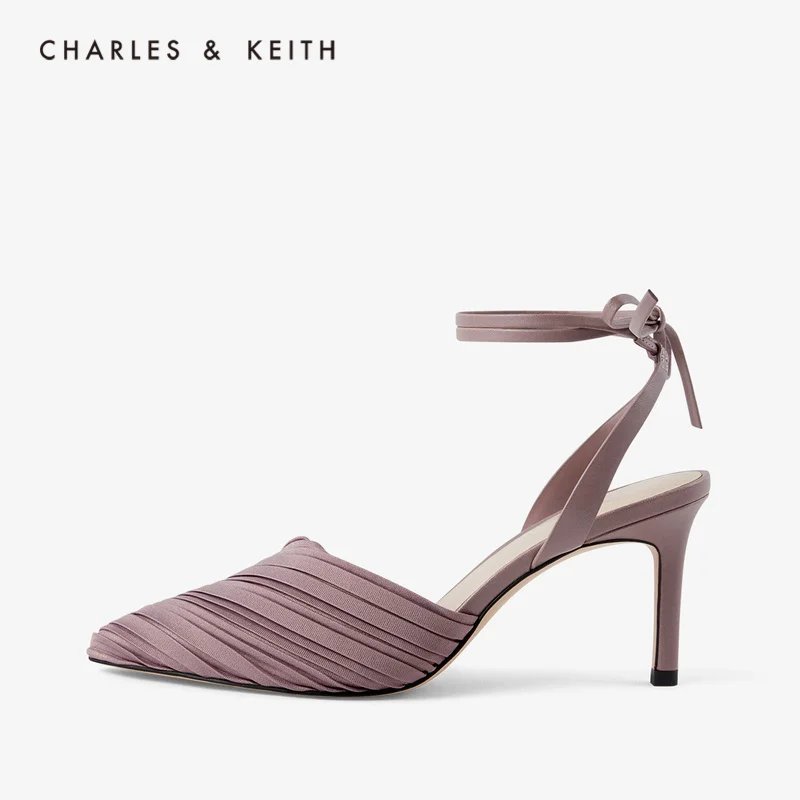

CHARLES＆KEITH Новинка на Весну и Лето2020 CK1-60920189Женские босоножки Острый Носок на высоком каблуке верх обуви складки босоножки