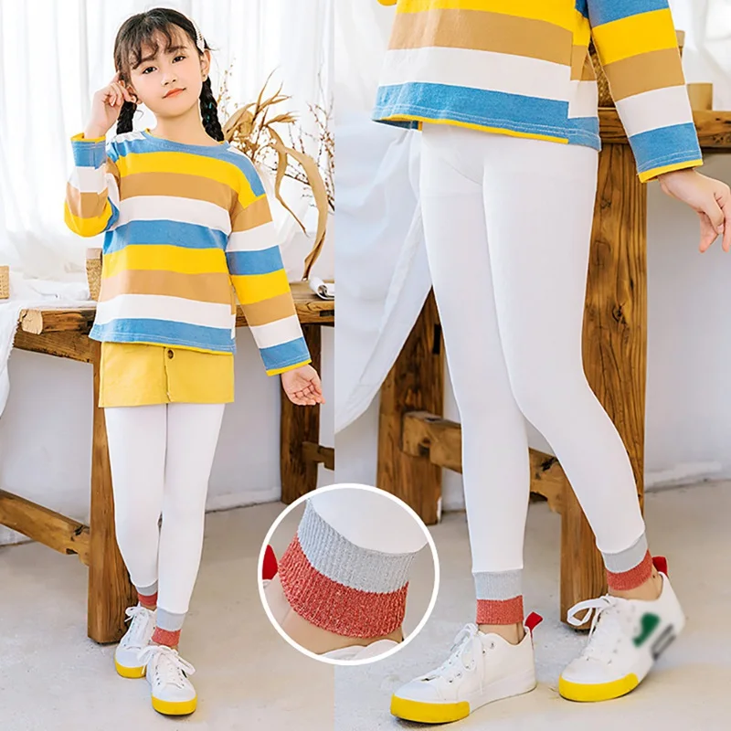 Эластичные теплые брюки в стиле пэчворк От 3 до 14 лет Детские обтягивающие штаны