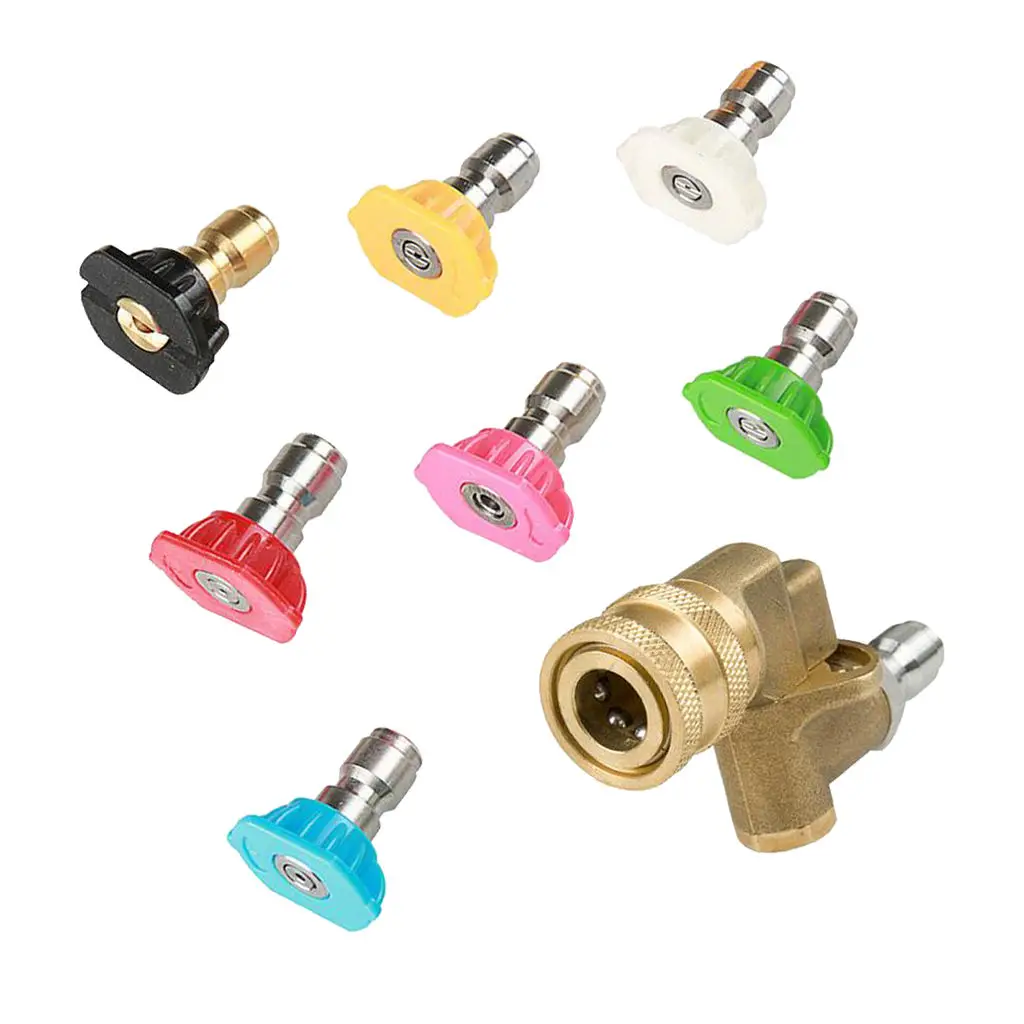 

7pcs Brass Pressure Washer Nozzle Tips Set Multiple Degrees 1/4'' Quick Connection 5000PSI