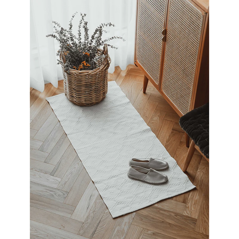 Хлопковый напольный коврик нескользящий для спальни в скандинавском стиле