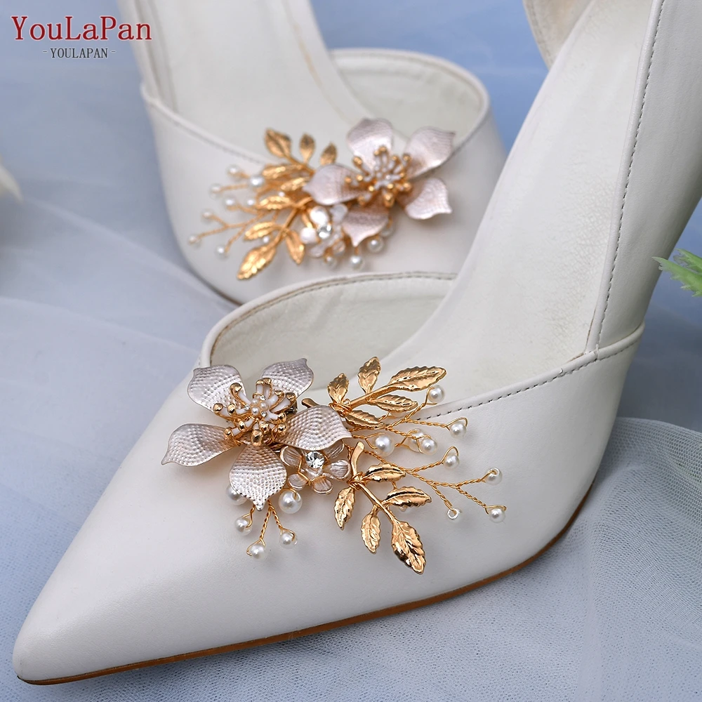 

YouLaPan X27 аксессуары для свадебной обуви Зажимы для свадебной обуви из сплава с цветком золотые свадебные туфли с пряжкой на высоком каблуке д...