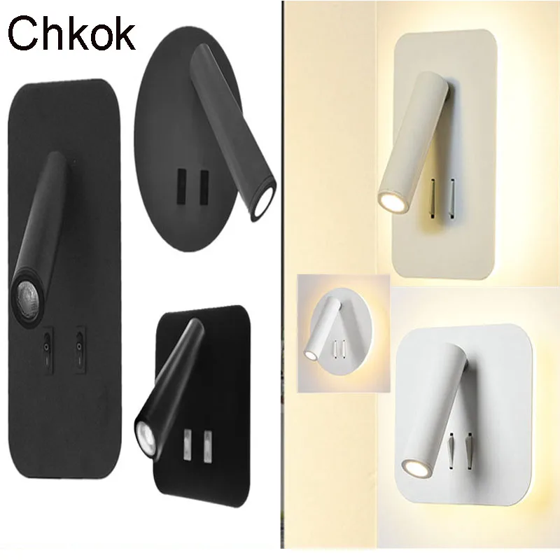 

Chkok Rotating Bedside Wall Lamp Modern Minimalist Indoor LED Wall Lamp Foldable Rotating Nordic Creative Home Wall Lamp