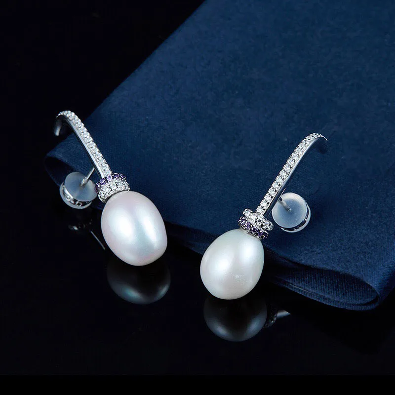 Женские серьги из серебра 925 пробы с натуральным пресноводным жемчугом |