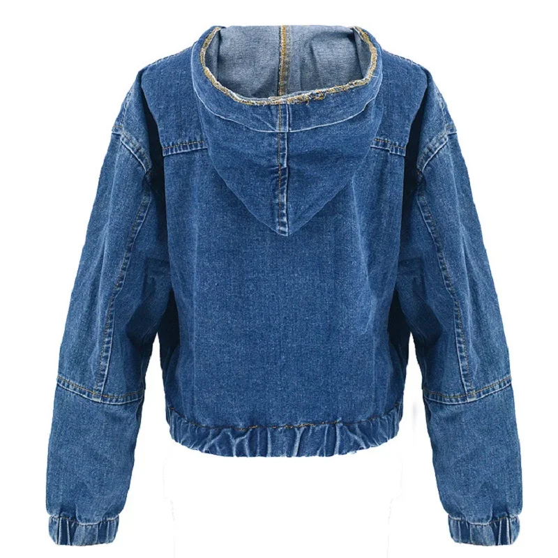 

Denim Jackets Women 2020 Spring Autumn New Fashion Female Long Sleeve Hooded Zipper Loose Casual Outerwear Denim Coats jacket