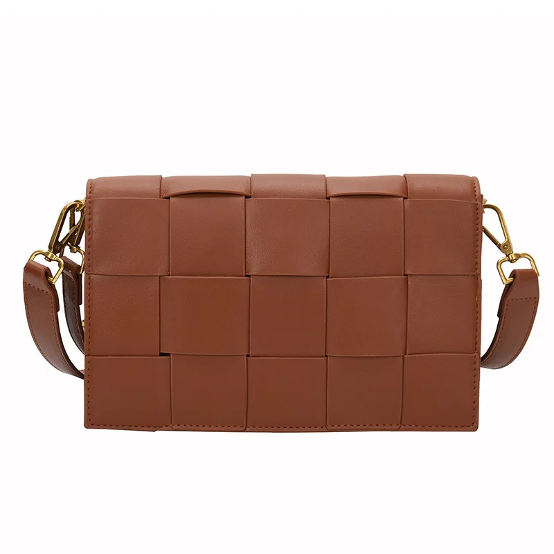 

Fashion Leather Woven Women Shoulder Bags Designer Handbags Luxury Pu Crossbody Messenger Bag Lady Big Tote Square Flap Purses