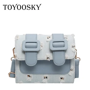 TOYOOSKY женская джинсовая сумка, новая Повседневная джинсовая Наплечная Сумка, Высококачественная Дорожная сумка-Кроссбоди с отверстием, дизайнерские сумки, женская сумка